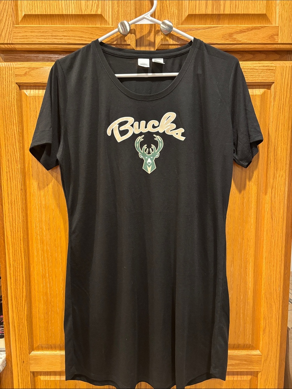 Milwaukee Bucks Black Graphic Women's Tee Dress-SIZE LARGE-